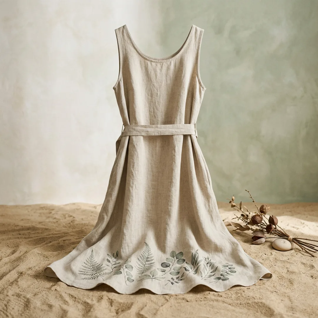 Naturleinen Kleid